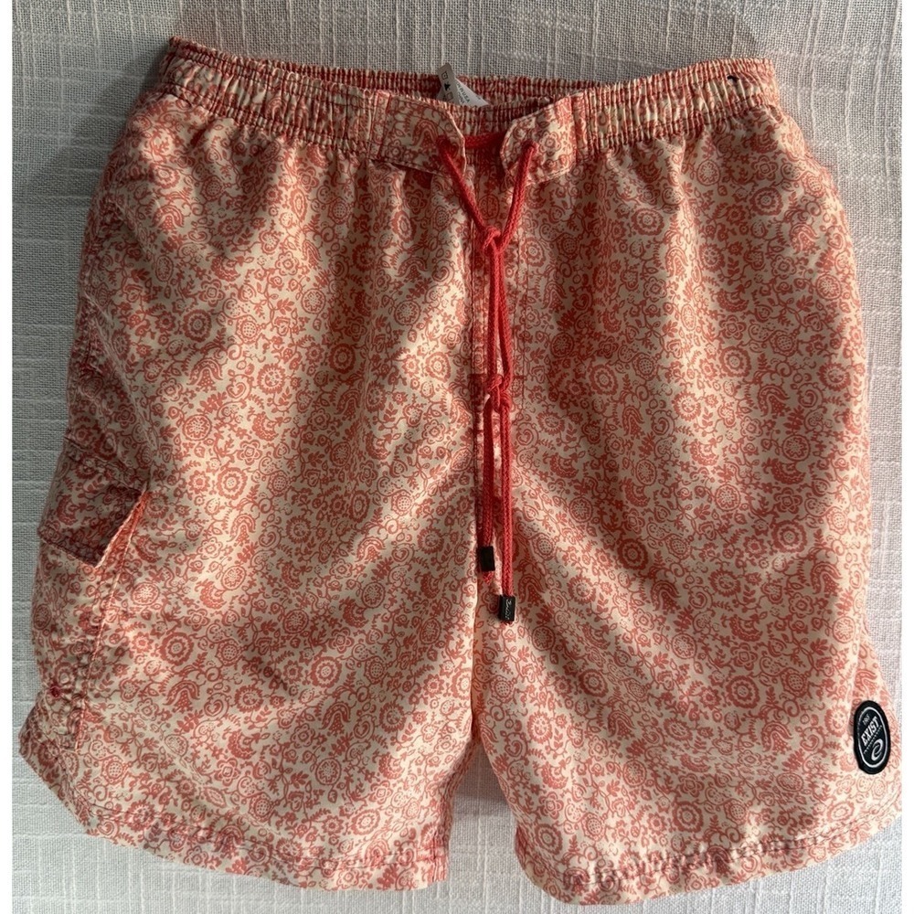 Exist Swim Men's Trunks XL Orange Draw String Mesh Elastic Waist Flap Pocket